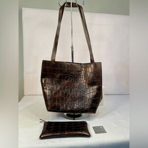 Brown Crocodile Pattern Tote Bag